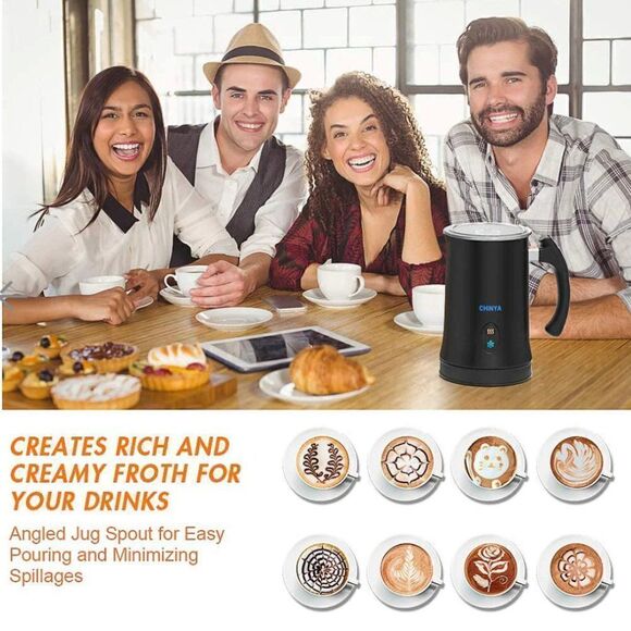 NEW BlackโChinya Milk Frother Automatic Frothe Hot & Cold Functions IcedโCoffee - Picture 6 of 16